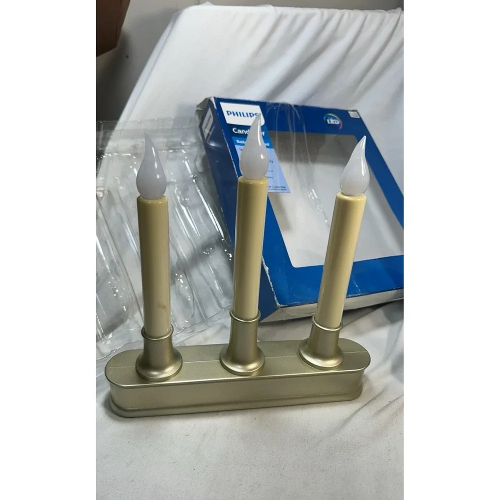 Set of 2 Philips Candolier LED Warm White Gold Tone with 6 hour Timer